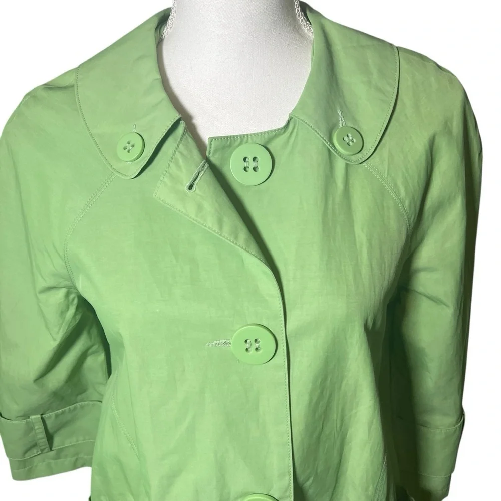 Anthropologie Tulle Pistachio Green A-Line Short Trench Coat ‎ Size Large